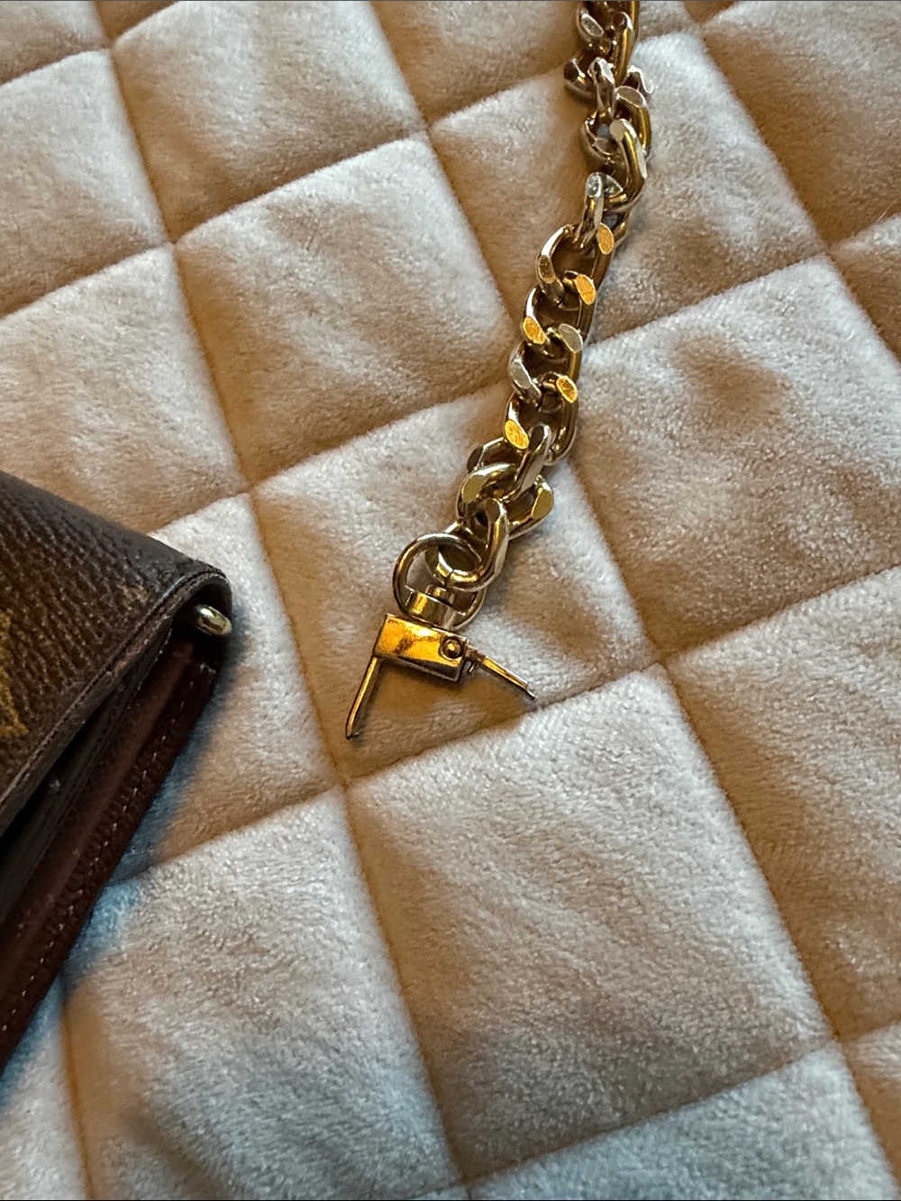 Louis Vuitton Brown Monogram Chain Crossbody Wallet with Gold Hardware - Picture 2 of 7